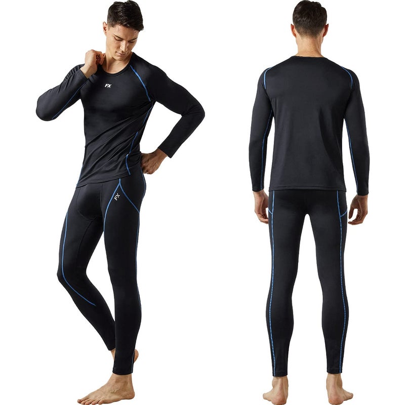 FITEXTREME MAXHEAT Mens Thermal Underwear Long Johns Set with Fleece Lined Black M - Image 1